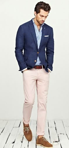 mens fashion scarf look. Updated ascot. What is your take on the ascot coming back? Casual Wedding Outfit Mens, Casual Wedding Outfit, Pink Chinos, White Jeans Men, Wedding Outfit Men, His Style, Navy Blazer