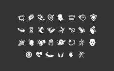 a set of different types of symbols on a black background