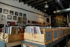 a room filled with lots of records and cds