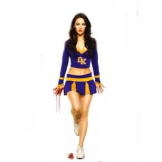 a woman dressed in a cheerleader costume