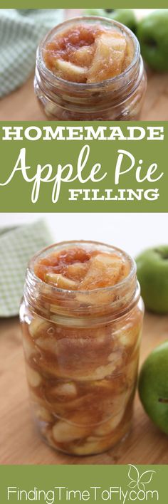 homemade apple pie filling in a glass jar