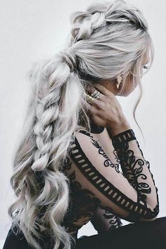 braid, hair, and hairstyles image Trendy Fall Hair Color, Hair Color Guide, Haircut Styles, Braided Hairstyles For Wedding, Long Blonde, Braid Hairstyles, Fall Hair Colors, Grunge Hair, Silver Hair