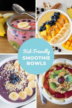 Smoothie Meals, Homemade Smoothie Bowl, Kid Friendly Smoothies, Smoothies Bowls, Kid Friendly Breakfasts, Breakfast Smoothie Bowl