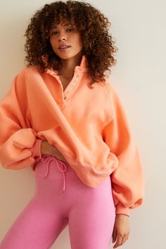 Peak Balloon Sleeve Pullover in Orange | AS Revival Football Dress, Orange Pullover, Football Tops, Skirts With Boots, Active Hoodie, Balloon Sleeves, Christmas Wishlist, Layering Pieces, Dress With Boots