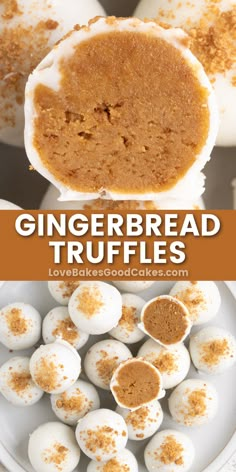 Gingerbread Truffles pin collage Ginger Snap Truffles, Ginger Truffles, Gingerbread Truffles, Christmas Flavors, Ginger Snaps Recipe, Mouthwatering Desserts, Christmas Cookie Exchange Recipes, Homemade Chocolate Truffles, Gingerbread Recipes