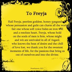 the poem to frevia is written in black and yellow