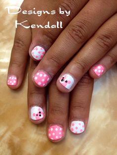 Kids Nail Art Designs, Kids Nails, Bears Nails, Girl Nails, Baby Nails