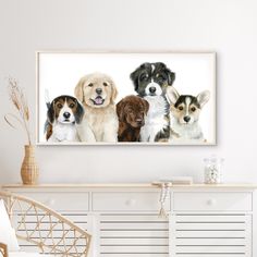 Puppy Group Wall Art Dog Themed Bedroom, Kid's Playroom, Pet Frame, Sleeping Animals, Animals Farm, Dog Rooms, Plain Paper, Themed Bedroom, Dog Wall Art