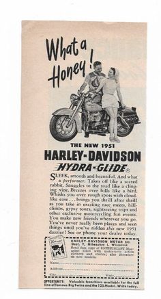 an advertisement for harley davidson motorcycles with two people on the back and one person standing next to it