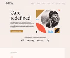 an image of a website homepage with the words care, redefined on it