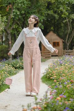 What's better than buying yourself flowers? Buying yourself overalls with flowers! These fun overalls feature a high waist boyfriend fit with roomy legs, side pockets, back pockets and wildflower bouquet embroidered bib. S: 32" waist, 40" hips, 12" rise, 25" thighs, 26" inseamM: 33.5" waist, 41.5" hips, 12" rise, 26" thighs, 26" inseamL: 35" waist, 43" hips, 12" rise, 27" thighs, 26" inseam How to attach buckles:Slide the rectangular buckle on first, followed by the T-shaped buckle. Overall stra Cute Spring Overalls And Rompers, Cute Spring Overalls Jumpsuits And Rompers, Cute Cotton Jumpsuits And Rompers With Pockets, Cotton Spring Overalls, Cotton Overalls For Spring, Pink Wide Leg Jumpsuits And Rompers For Spring, Pink Wide-leg Jumpsuits For Spring, Spring Cute Bib Front Overalls, Spring Cotton Overalls