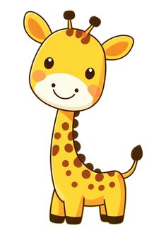 a cartoon giraffe with brown spots on it's face