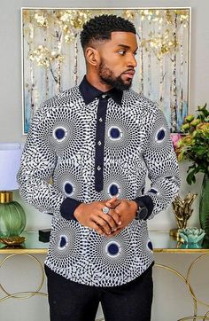 This Special African Clothing for men is designed with high quality African Print fabrics as well as high tailoring standards. This unique handmade African man's attire is perfect for formal as well as casual outing. PRODUCTION: Item is handmade between 7 to 12 business days, SHIPPING (DHL): takes 3 to 5 business days (Note: some locations may take longer than Stated here) PACKAGING: In order to reduce your shipping cost, each item will be packed tightly in a water proof bag. CARE INSTRUCTION: Hand wash separately with a mild detergent, do not bleach, hang dry and then press with a warm iron on the reverse side. Kindly study the size chart carefully before choosing a size.  Please note that providing us with your actual sizing details would help in achieving a customized and better fit for White Long Sleeve Shirt With Geometric Pattern, African Men Fashion Ankara, African Print Shirts For Men, Ankara Shirts For Men, African Men Clothing, African Print Shirt, Ankara Clothing, African Wear Styles For Men, Latest African Men Fashion