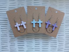 These hand-made, polymer clay cross earrings are perfect for any church services or events! 🤍 They are lightweight, hypoallergenic, and nickel-free. Polymer Clay Cross, Clay Cross, Cross Earrings, Clay Jewelry, Polymer Clay Earrings, Clay Earrings, Jewelry Earrings Dangle, Etsy Earrings, Dangle Drop Earrings