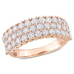 Showcasing timeless and enduring beauty, this diamond semi-eternity, anniversary band will take her breath away. Created in 14K gold, this ring features three rows of shimmering round diamonds. Radiant with 1.68 ct. t.w. of diamonds, this ring is finished with a bright polished shine. Three times the beauty, three times the sparkle, this triple-row band is a showstopper. Round Diamond Setting, Jewelry Rings Diamond, Pretty Rings, Diamond Eternity, Anniversary Bands, Diamond Fashion, Rose Gold Diamonds, Yellow Diamond, Diamond Sizes