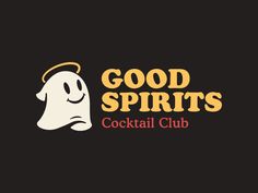 the logo for good spirits cocktail club, with a ghost face on it's chest