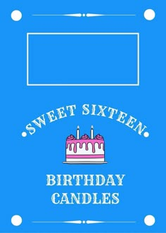 a blue birthday card with a cake on it and the words eightteen, birthday candles