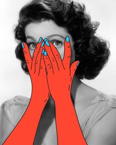 a woman covering her face with two hands