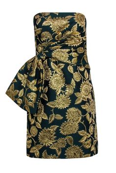 Current Boutique-Lela Rose - Green & Gold Floral Jacquard Strapless Dress Sz 6 Luxury Green Jacquard Dress, Luxury Chic Rose Print Dress, Luxury Floral Print Strapless Party Dress, Luxury Jacquard Mini Dress, Lela Rose Dress, Dolce & Gabbana Velvet Rose Dress, Buy Shoes Online, Lela Rose, Modern Lifestyle