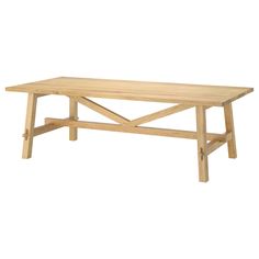 a wooden table sitting on top of a white background