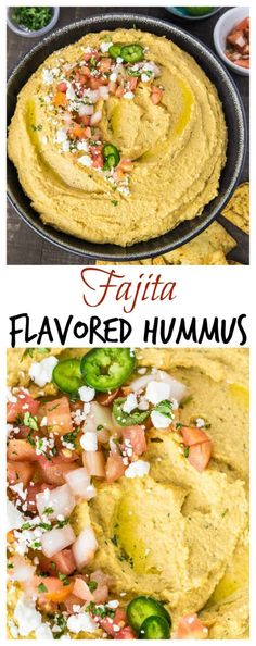 hummus made with fajita and flavored with fresh vegetables is the perfect appetizer to serve at your next party