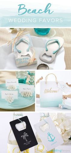 the beach wedding favors are on display