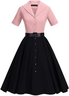 Amazon.com: GownTown 1950 Women Dress Midi Shirt Dress Cocktail Dress with Belt : Clothing, Shoes & Jewelry 1950 Women, Cocktail Dresses Online, Womens Cocktail Dresses, Dress Cocktail, Stretchy Dress, Vintage Style Dresses, Dress With Belt, Midi Shirt Dress, Dress Midi