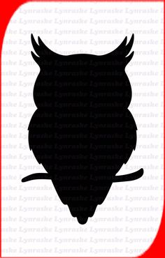 an owl silhouette on a red and white background