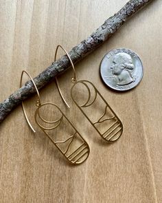 Artsy Gold Brass Earrings, Artsy Gold Metal Earrings, Artsy Brass Dangle Jewelry, Gold Artsy Drop Earrings, Artsy Gold Earrings With Ear Wire, Artsy Gold Drop Earrings, Artsy Handmade Gold Jewelry, Handmade Gold Brass Linear Earrings, Artsy Gold Brass Jewelry