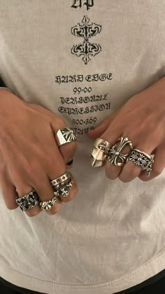 Chrome Hearts Jewelry, Chrome Hearts Ring, Different Rings, Hearts Jewelry, Piercings Jewelry, Funky Jewelry, Jewelry Lookbook