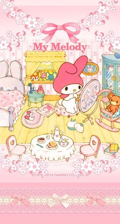 an image of hello kitty in her bedroom