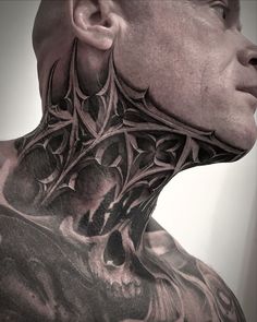 🏰🔥 Thrilled to unveil my latest masterpiece: the Freehand Architecture Throat Bangers tattoo! 🎨🤘🏼 This inked tribute to my passion for architecture is taking center stage on my throat, making a bold statement! 🏛️💪🏻 Get ready to be blown away by the intricate lines and intricate designs that celebrate the beauty of architectural wonders! ✨🖤 credit @tat2beny #FreehandArchitectureThroatBangers #TattooedArchitect #InkMasterpiece #ArchitecturalInk #ThroatTattoo #InkedPassion #Archilover #Archit... Cyberciligism Tattoo Back, Men’s Throat Tattoos, Black Out Neck Tattoo, Throat Tattoo For Guys, Throat Tattoo Men, Dubai Tattoo, Neck And Throat Tattoos Men, Full Neck Tattoo For Guys, Chest Neck Tattoo