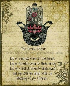 Hamsa Prayer ..* Hamsa Prayer, Image Zen, Hamsa Hand, Book Of Shadows, Buddhism