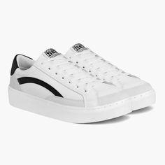 Women's Saga One Platform Sneaker in White x Black - Nothing New® Colorful Sneakers Women, Suede Shoes Women, Colorful Sneakers, Vegan Sneakers, Club Shoes, Nothing New, Nike Air Max For Women, Sustainable Packaging, Grey Sneakers