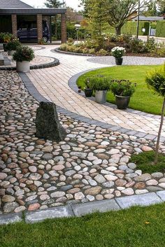 an image of a stone path in the yard