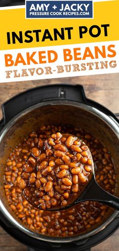 baked beans in an instant pot with text overlay