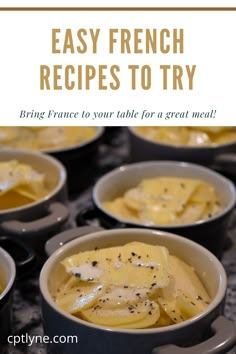 One french recipe showing some mini gratin dauphinois dishes. French Cusine Recipe, Easy French Recipes Simple, French Cooking For Beginners, Simple French Meals, Simple French Recipes, French Appetizers Easy, French Dishes Recipes, Dinner Cold Weather, Paris Recipes