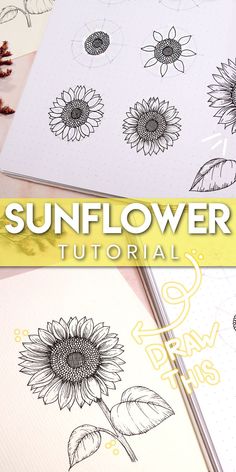 How To Draw Sunflowers How To Draw Sunflowers, How To Make Sunflower, Super Easy Drawings, Sunflower Sketches, Rose Line Art, Simple Flower Drawing, Easy Flower Drawings, Flower Step By Step, Fall Drawings