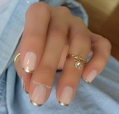 Stunning nail inspiration, one week at a time Mail Designs Elegant, Neutral Everyday Nails, New Year’s Nails Short, Classy Wedding Nails For Bride, Nails With Gold Tips, Gold Tip Nails, Nails 2016, French Manicure Designs, Pretty Designs