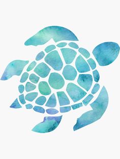 a watercolor painting of a sea turtle in purple and blue colors on a white background