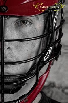 a close up of a person wearing a helmet with the words amber lights on it