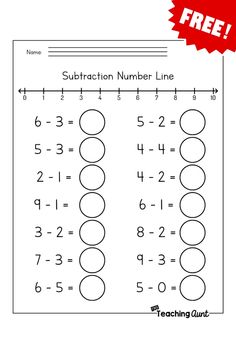 the subtraction number line worksheet for kids to learn numbers and counting