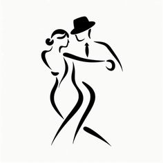 a black and white drawing of a man and woman dancing the charleston swinger dance