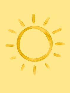 a yellow background with a sun drawn in the shape of a circle on top of it