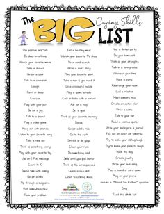 List Of Coping Skills, Coping Skills List, Therapeutic Worksheets, Anger Worksheets, Skills List, Coping Skills Worksheets, Kids Coping Skills, Coping Skills Activities, Healthy Coping Skills