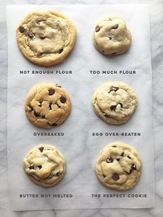 six different types of cookies on a piece of parchment paper with the words healthy diet written below them