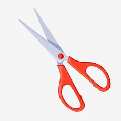 a pair of red handled scissors on a white background