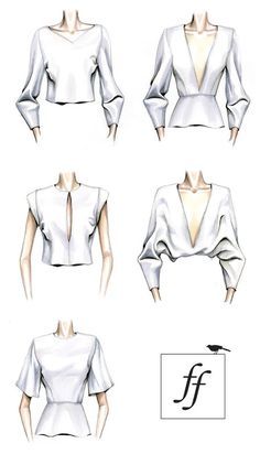 four different views of a woman's white top with open shoulders and long sleeves