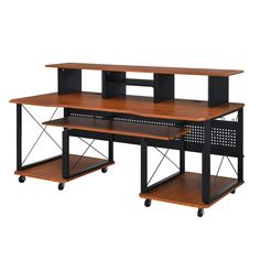 PRICES MAY VARY. 6 Open Storage Compartments 1 Keyboard Tray 1 Shelf 8 Wheels Included Cord Management Recording Studio Desk, Artist Desk, Black Computer Desk, Music Desk, Decorative Bookshelves, Desk Brown, Wood Computer Desk, Studio Desk, Keyboard Tray