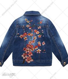 Denim Jacket Diy Paint, Jean Clothes, Hand Painted Jacket, Jacket Hand Painted, Recycle Old Clothes, Kids Jeans Jacket, Kids Denim Jacket, Diy Denim Jacket, Jacket For Girls